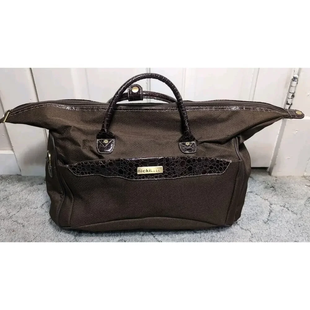 Nicki Nichole Miller Weekender Travel Bag Brown Large Vacation Carry On